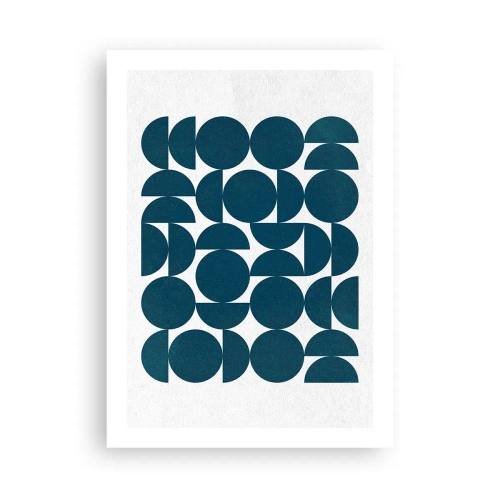 Affiche - Poster - Composition géométrique avec des cercles bleus - 50x70cm - Cercles et demi-cercles - Décoration murale moderne pour le salon et la chambre ARTTOR