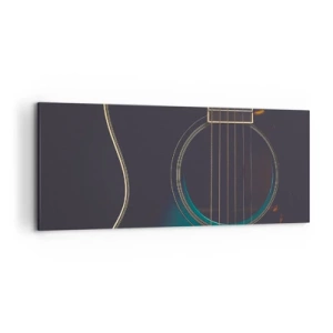 Impression sur toile - Image sur toile - Guitare acoustique dans une lumière sombre et élégante - 120x50cm - Le calme avant la tempête - Décoration murale moderne pour le salon et la chambre ARTTOR