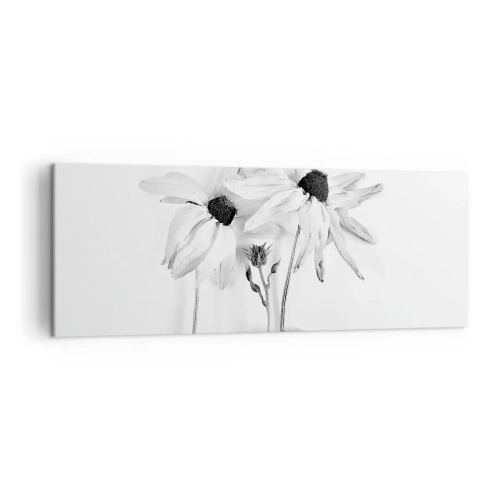 Impression sur toile - Image sur toile - Fleurs noires et blanches avec une composition subtile - 140x50cm - Personne ne souhaite être seul - Décoration murale moderne pour le salon et la chambre ARTTOR