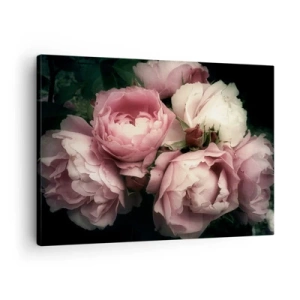 Impression sur toile - Image sur toile - Un bouquet de roses aux tons délicats de rose et de blanc - 70x50cm - Le charme de la belle époque - Décoration murale moderne pour le salon et la chambre ARTTOR