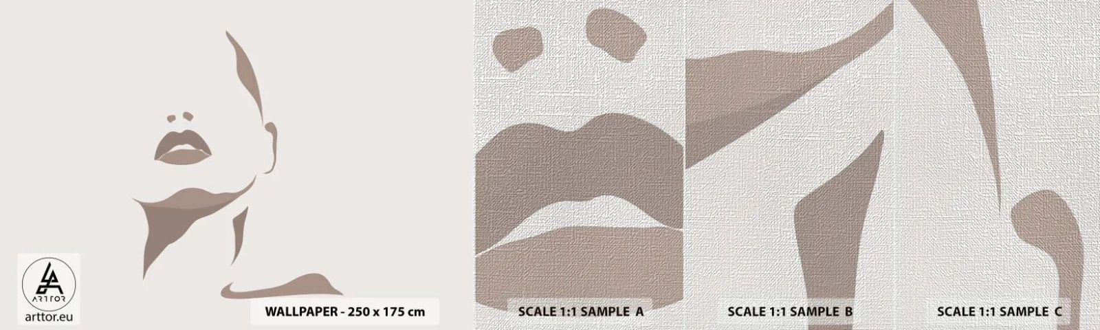 Échantillon de Papier Peint Premium Canvas - Fait de lumière et d'ombre - Visage de femme, Femme, Morceau - 100x30 cm