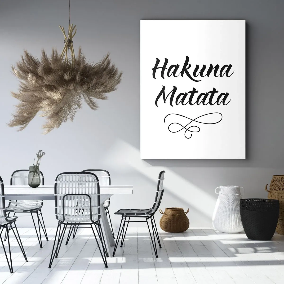 Impression sur toile - Image sur toile - Citation de Hakuna Matata en police élégante sur fond blanc - 50x70cm - Le meilleur conseil - Décoration murale moderne pour le salon et la chambre ARTTOR