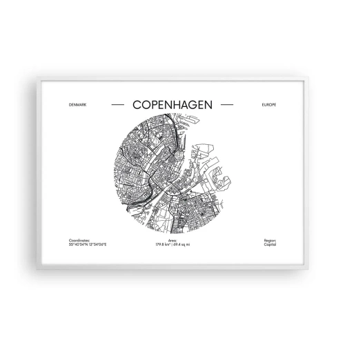 Affiche dans un cadre blanc - Poster - Anatomie de Copenhague - 100x70 cm