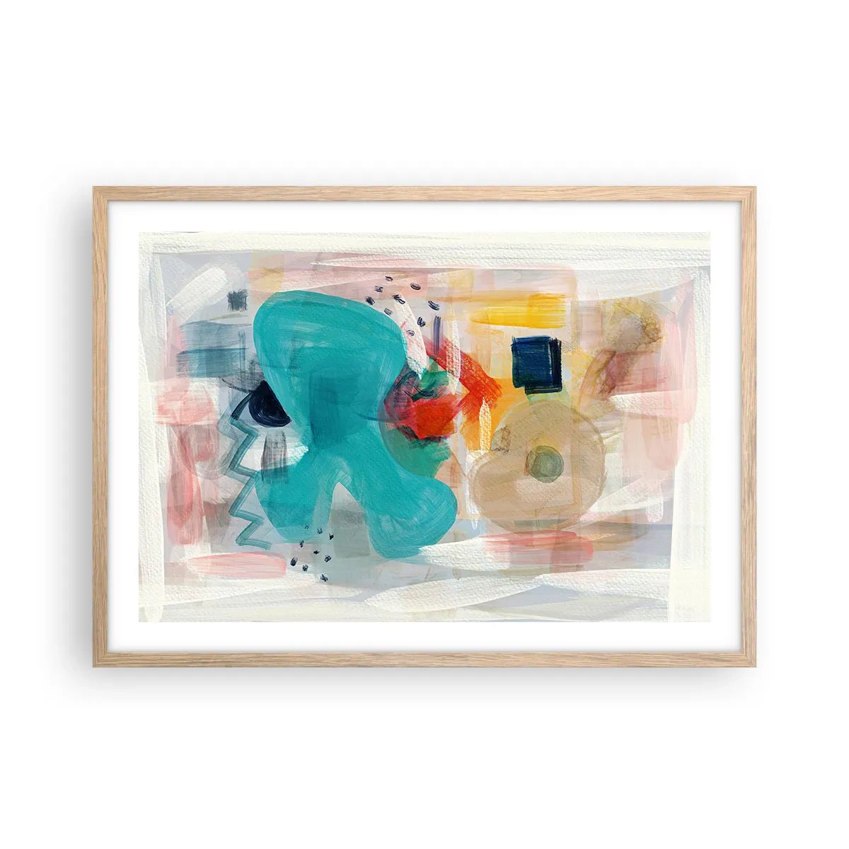 Affiche dans un chêne clair - Poster - Jeu de couleurs - 70x50 cm