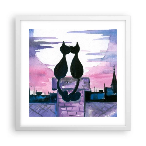 Affiche dans un cadre blanc - Poster - Rendez-vous sous la lune - 40x40 cm