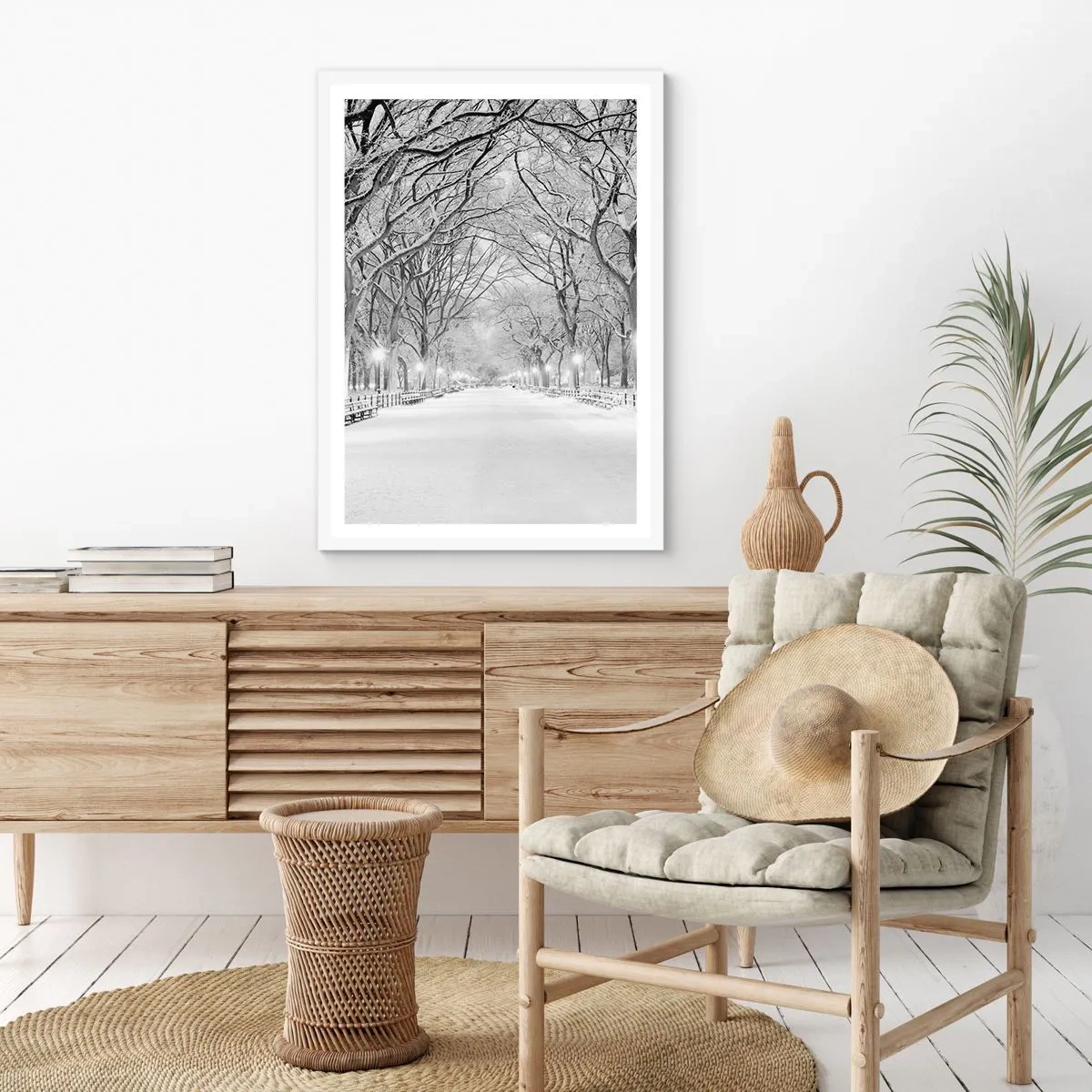 Affiche dans un cadre blanc - Poster - Les quatres saisons – l’hiver - 70x100 cm