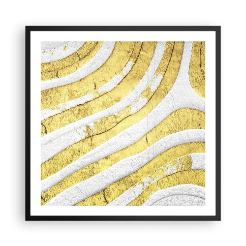 Affiche dans un cadre noir - Poster - Composition en blanc et or - 60x60 cm