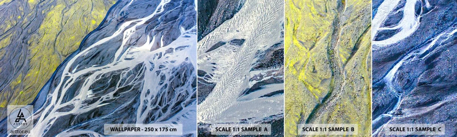 Échantillon de Papier Peint Autocollant Deluxe Sticker - Peintures rupestres de la nature - Abstraction, Morceau, Glacier - 100x30 cm