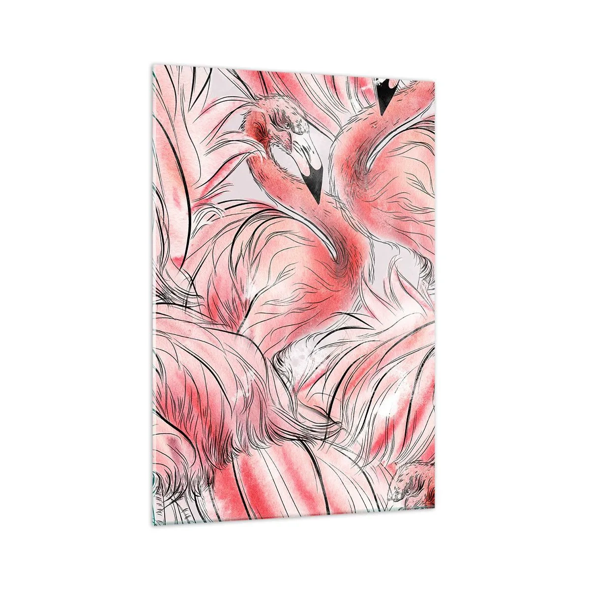 Impression sur verre - Image sur verre - Dessins délicats de flamants roses - 70x100cm - Oiseau corps de ballet - Décoration murale moderne pour le salon et la chambre ARTTOR