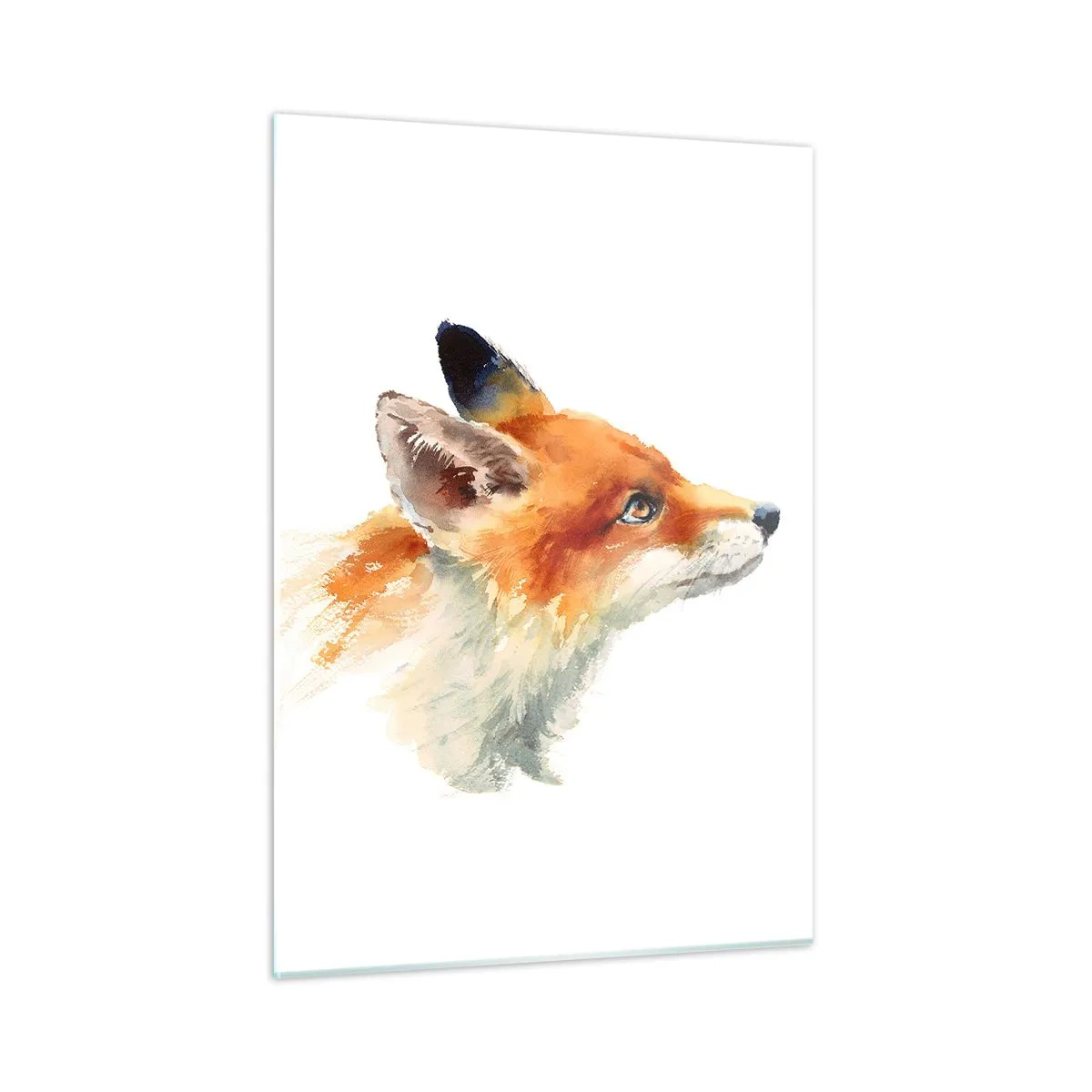 Impression sur verre - Image sur verre - Illustration à l'aquarelle d'un renard regardant au loin - 50x70cm - Vous ne pouvez jamais être trop prudent - Décoration murale moderne pour le salon et la chambre ARTTOR