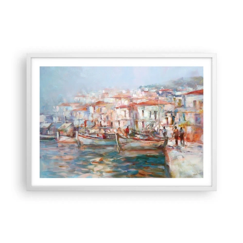 Affiche dans un cadre blanc - Poster - Vacances pastelles - 70x50 cm