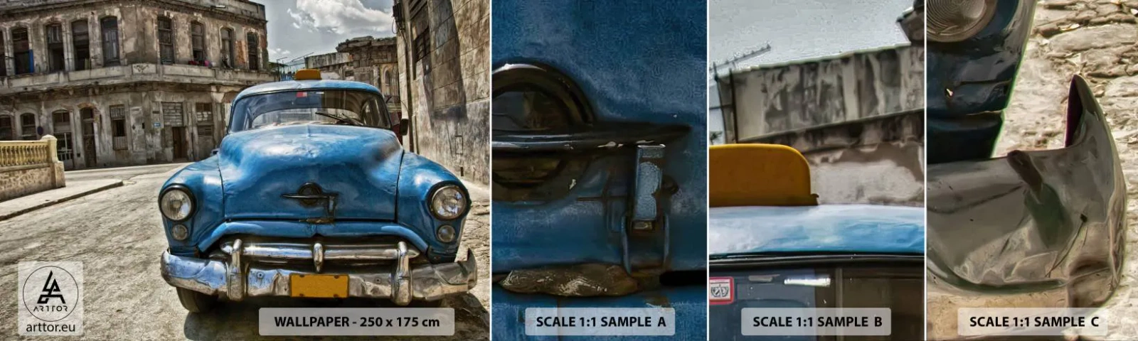 Échantillon de Papier Peint Autocollant Deluxe Sticker - L'ancien est beau - Automobile, Voiture, Taxi - 100x30 cm