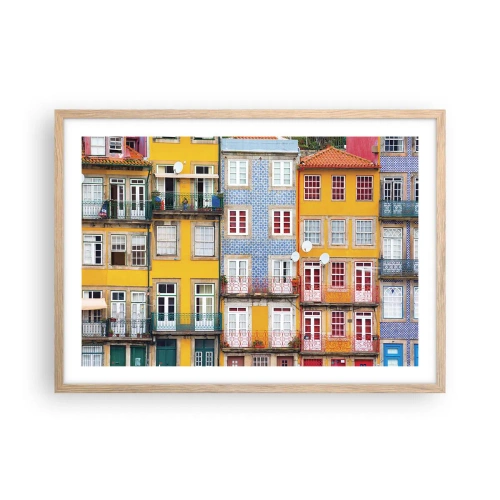 Affiche dans un chêne clair - Poster - Couleurs de vieille ville - 70x50 cm