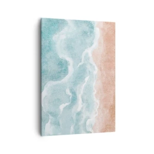 Impression sur toile - Image sur toile - Plage abstraite avec des vagues dans les tons bleus et beiges - 50x70cm - Abstraction du nuage - Décoration murale moderne pour le salon et la chambre ARTTOR
