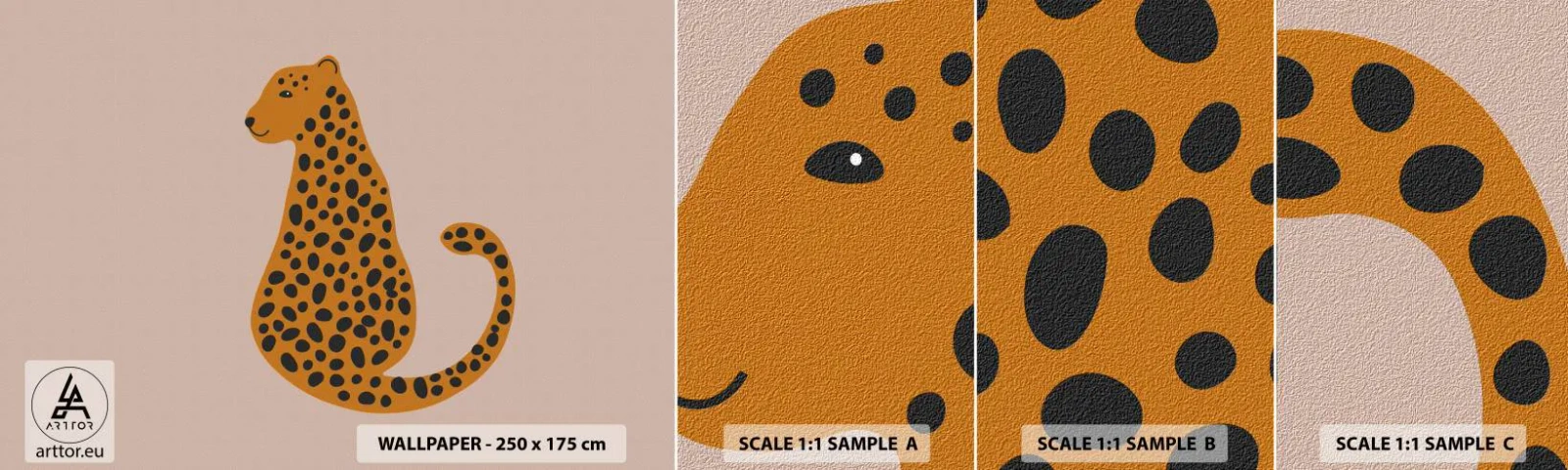 Échantillon De Papier Peint Standard Eco - La panthère est un motif à la mode - Pour les enfants, Panthère, Animaux - 100x30 cm