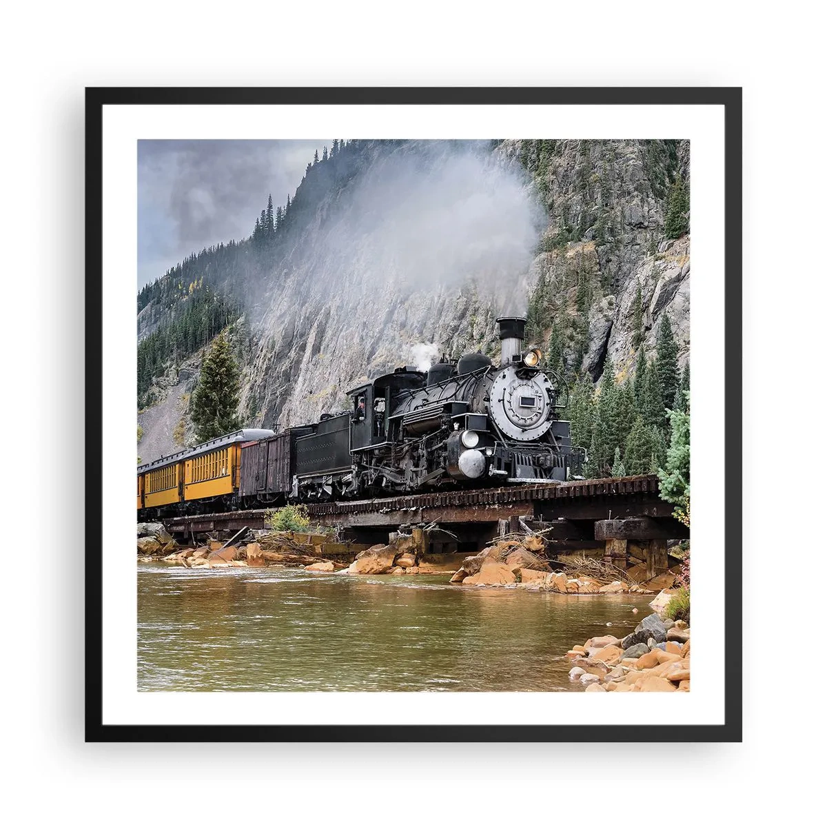 Affiche dans un cadre noir - Poster - Et lui jusqu'où? Jusqu'où? - 60x60 cm