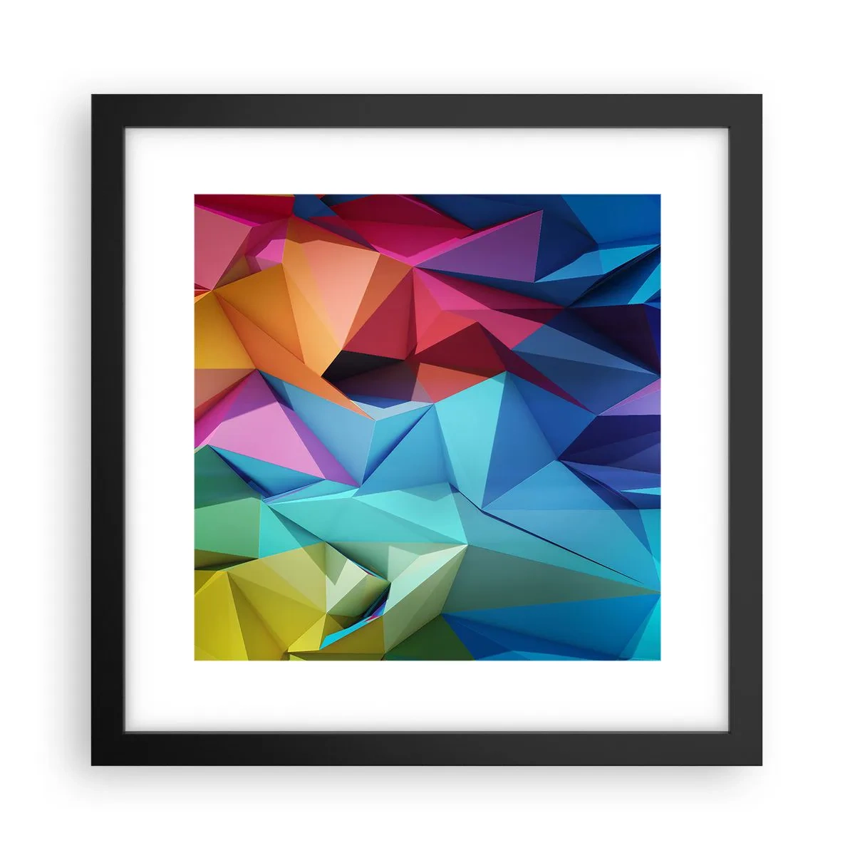 Affiche dans un cadre noir - Poster - Origami arc-en-ciel - 30x30 cm