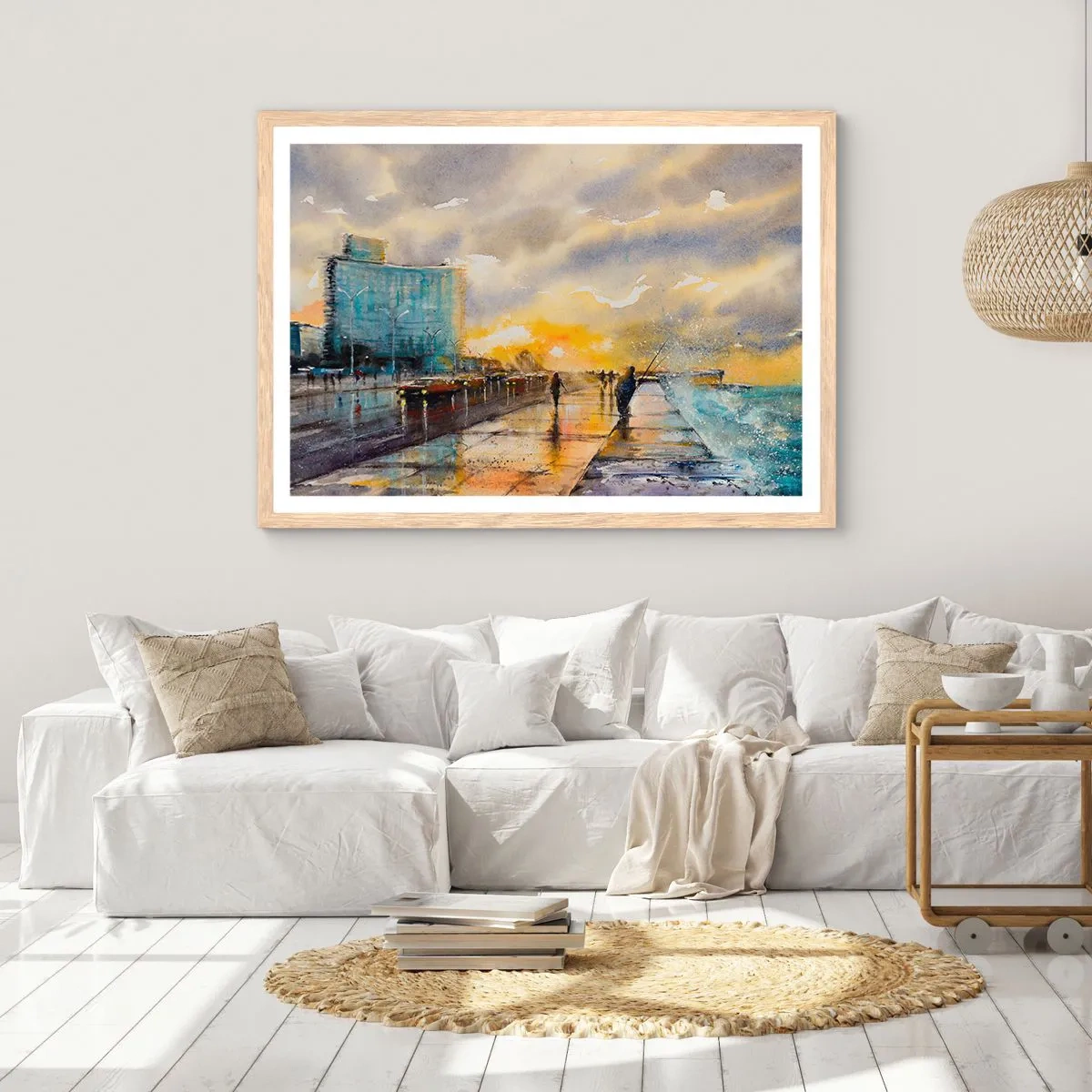 Affiche dans un chêne clair - Poster - La vie sur le rivage - 91x61 cm