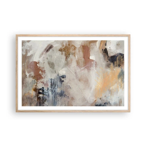 Affiche dans un chêne clair - Poster - Abstraction brumeuse - 91x61 cm