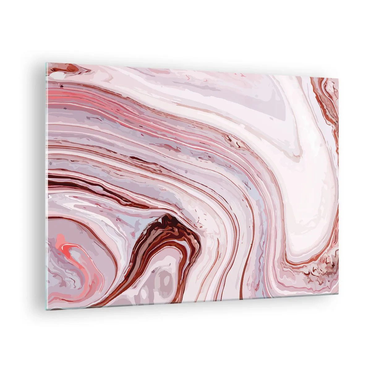 Impression sur verre - Image sur verre - Motif marbré dans les tons de rose et de marron - 70x50cm - Tout droit, puis tout en bas - Décoration murale moderne pour le salon et la chambre ARTTOR