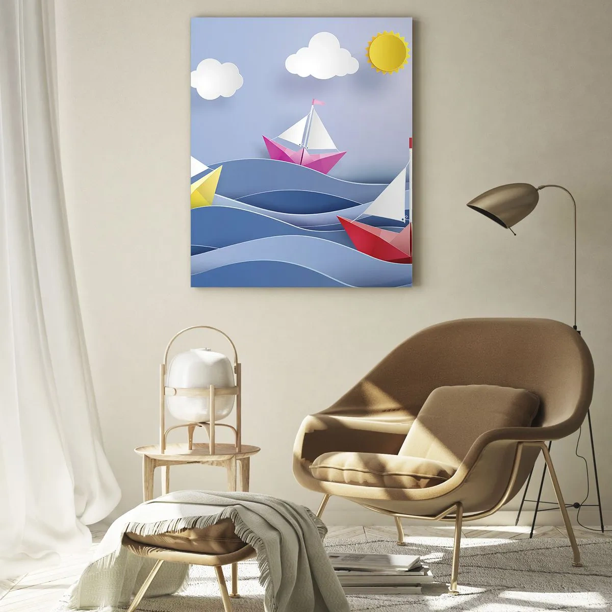 Impression sur verre - Image sur verre - Oh, comme c'est agréable de se balancer dans les vagues - 50x70cm - Ah qu'il est agréable de se balancer dans les vagues - Décoration murale moderne pour le salon et la chambre ARTTOR