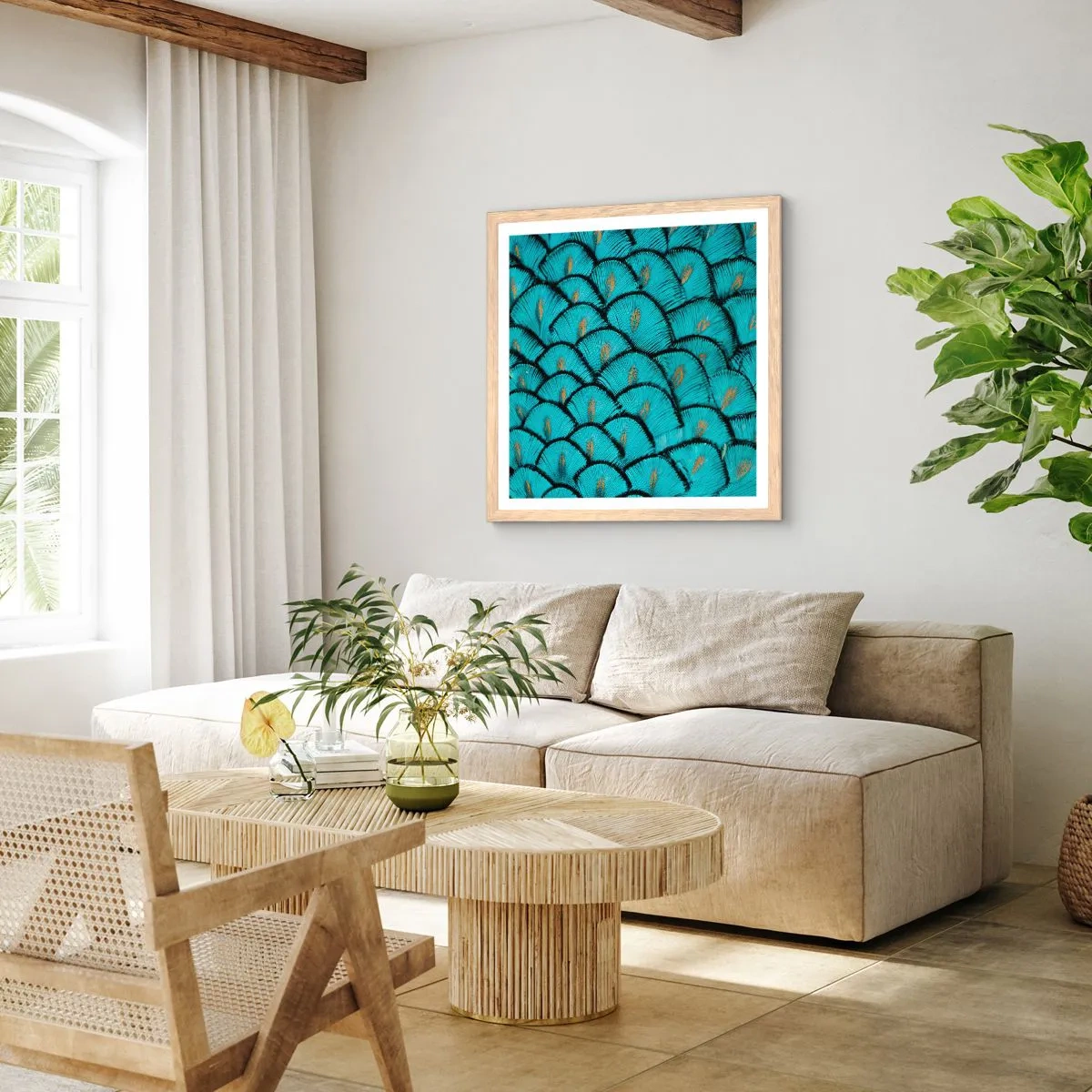 Affiche dans un chêne clair - Poster - Le grand gala des plumes - 40x40 cm