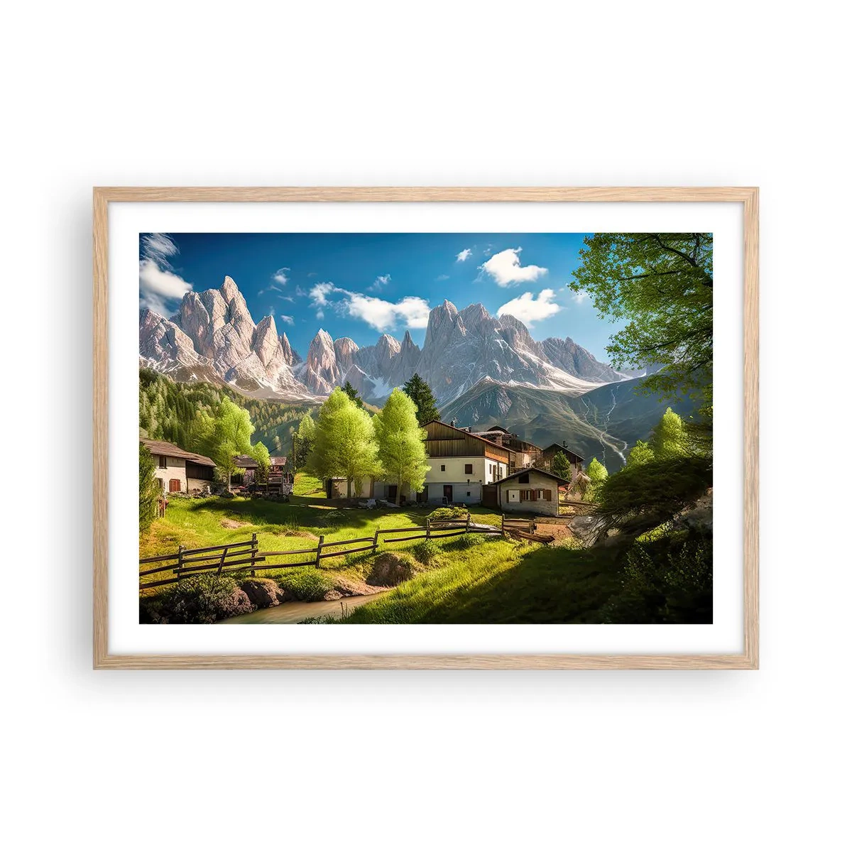 Affiche dans un chêne clair - Poster - Idylle alpine - 70x50 cm