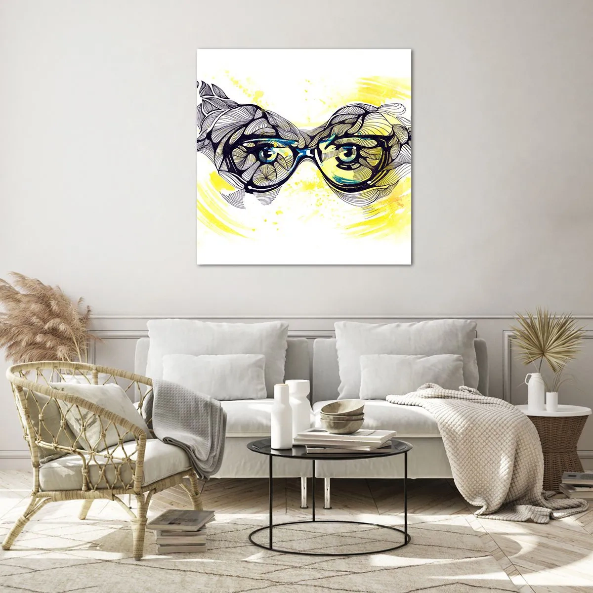 Impression sur verre - Image sur verre - À travers des lunettes bleues - 40x40 cm