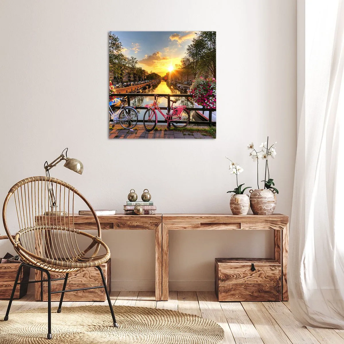 Impression sur toile - Image sur toile - Matin de printemps à Amsterdam - 30x30 cm
