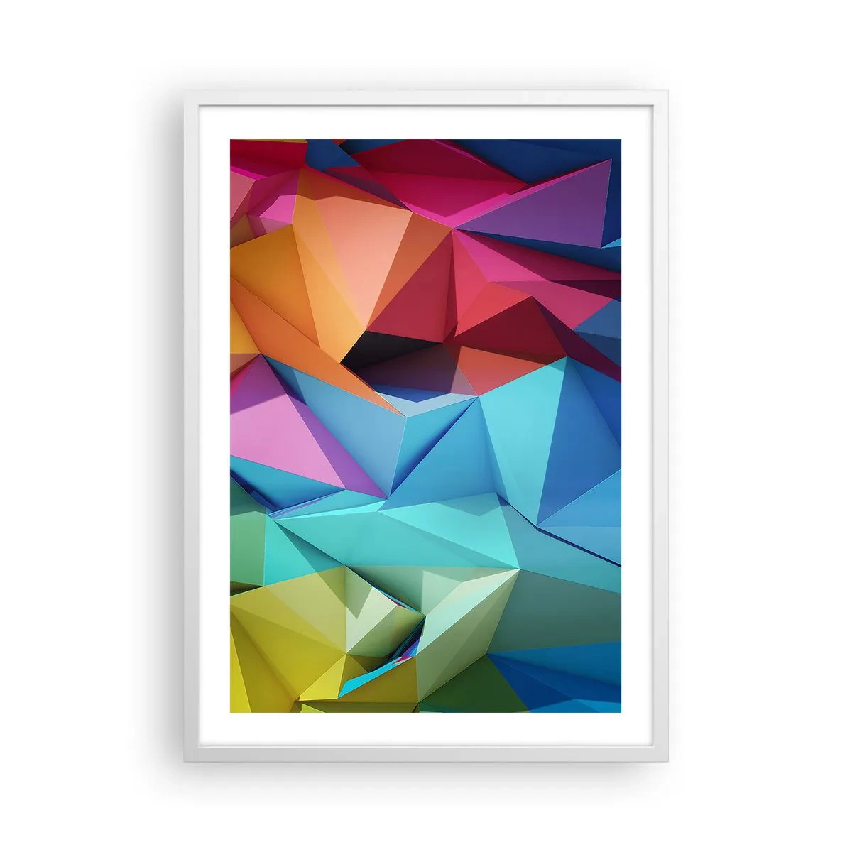 Affiche dans un cadre blanc - Poster - Origami arc-en-ciel - 50x70 cm