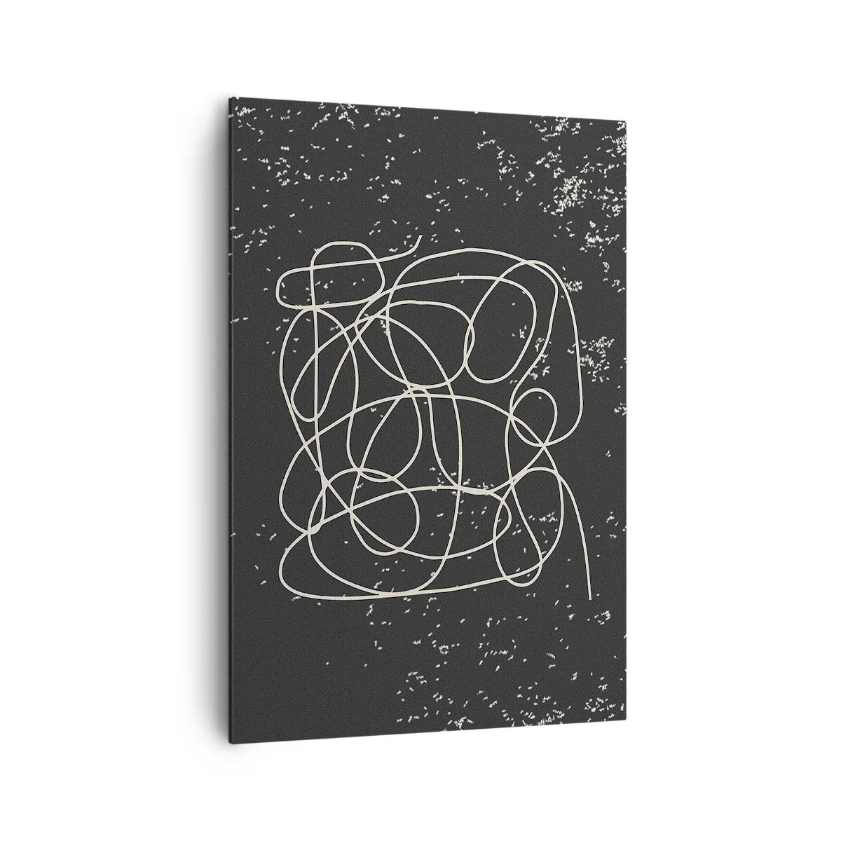 Impression sur toile - Image sur toile - Ligne abstraite sur fond noir avec des détails fins - 70x100cm - Errance des pensées - Décoration murale moderne pour le salon et la chambre ARTTOR