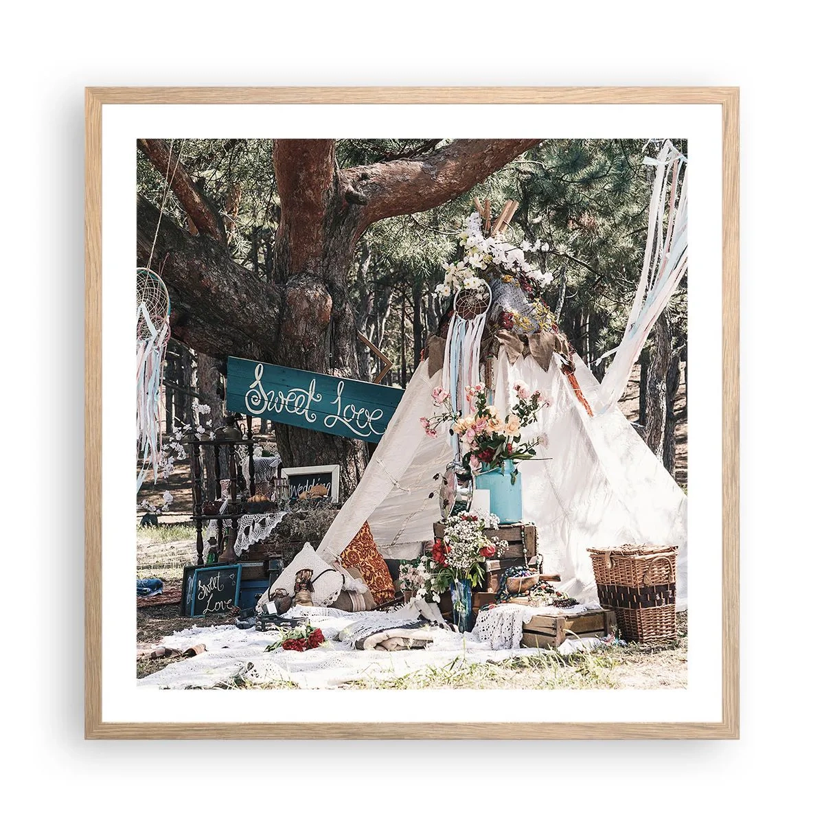 Affiche dans un chêne clair - Poster - Make love… - 60x60 cm