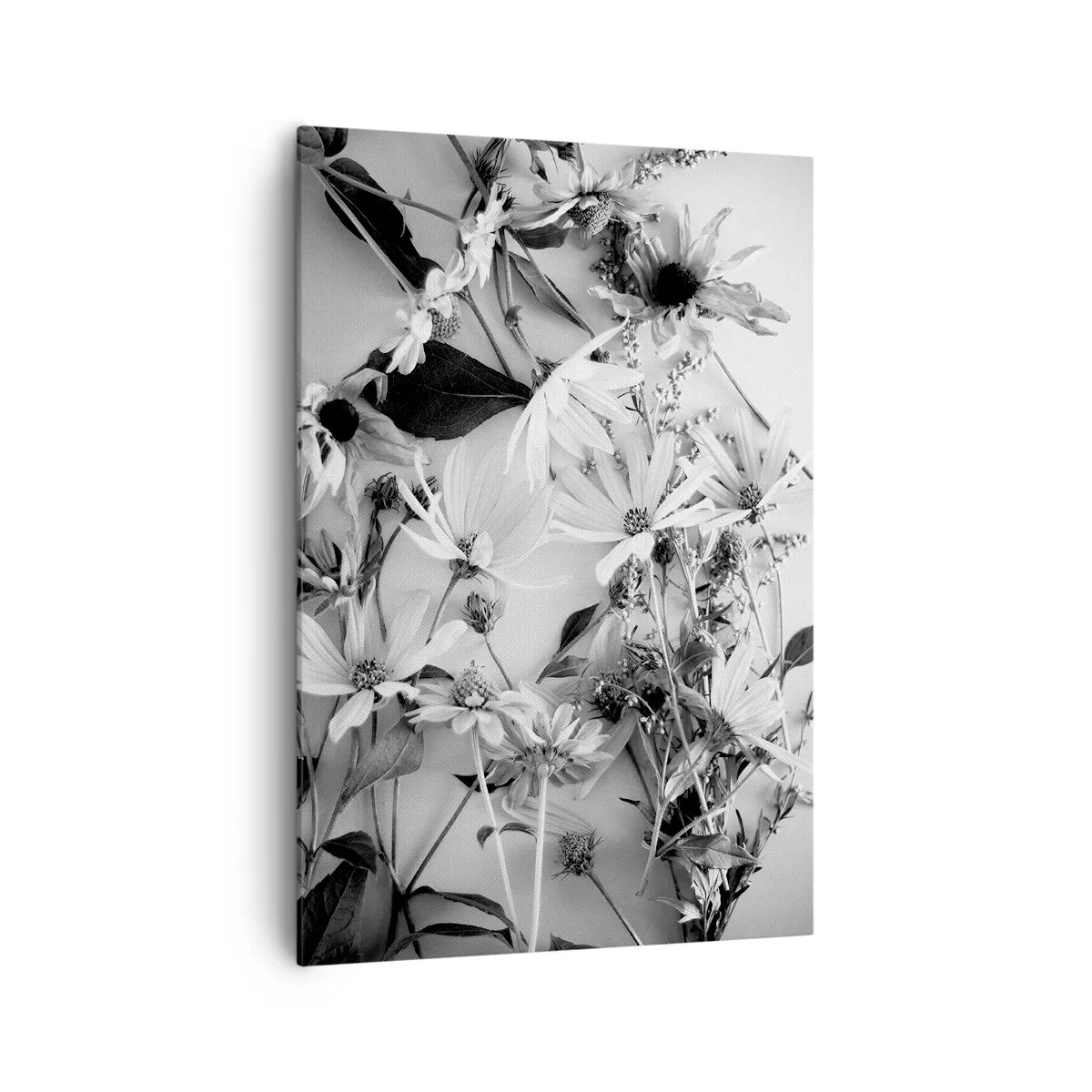 Impression sur toile - Image sur toile - Compositions florales en noir et blanc dans un style artistique subtil - 70x100cm - Non-un bouquet de fleurs - Décoration murale moderne pour le salon et la chambre ARTTOR