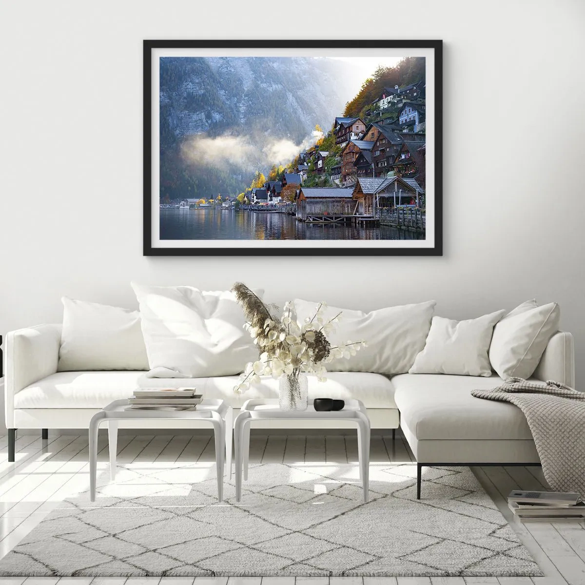 Affiche dans un cadre noir - Poster - Ambiance alpine - 50x40 cm