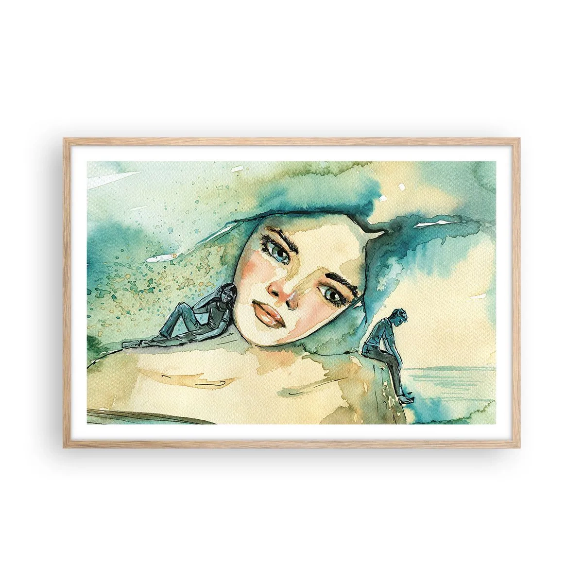 Affiche dans un chêne clair - Poster - Suis-je bleu? - 91x61 cm