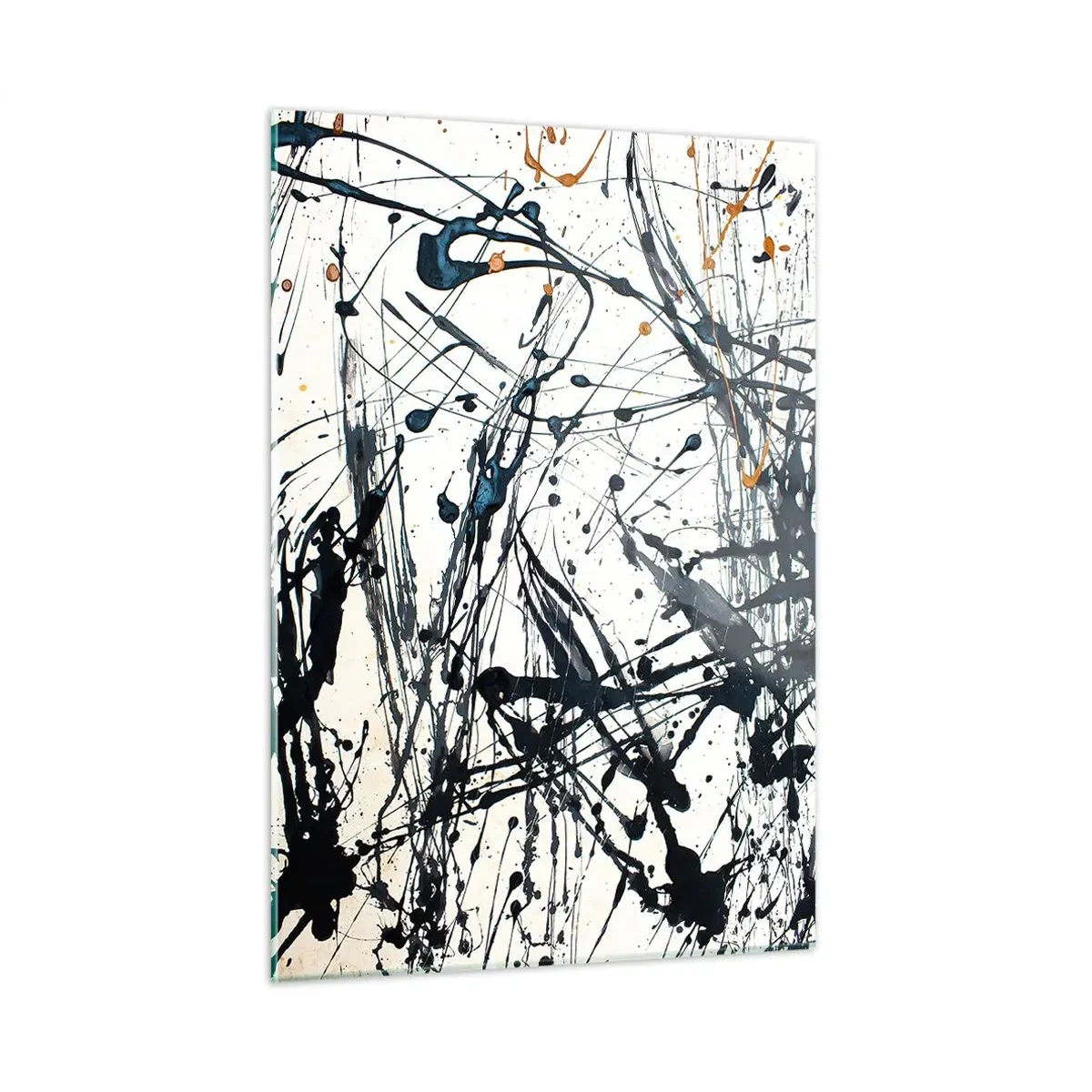 Impression sur verre - Image sur verre - Éclaboussures de peinture dynamiques sur fond blanc - 50x70cm - Abstraction expressionniste - Décoration murale moderne pour le salon et la chambre ARTTOR