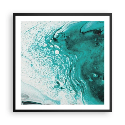Affiche dans un cadre noir - Poster - Se fondre dans le bleu et le turquoise - 60x60 cm