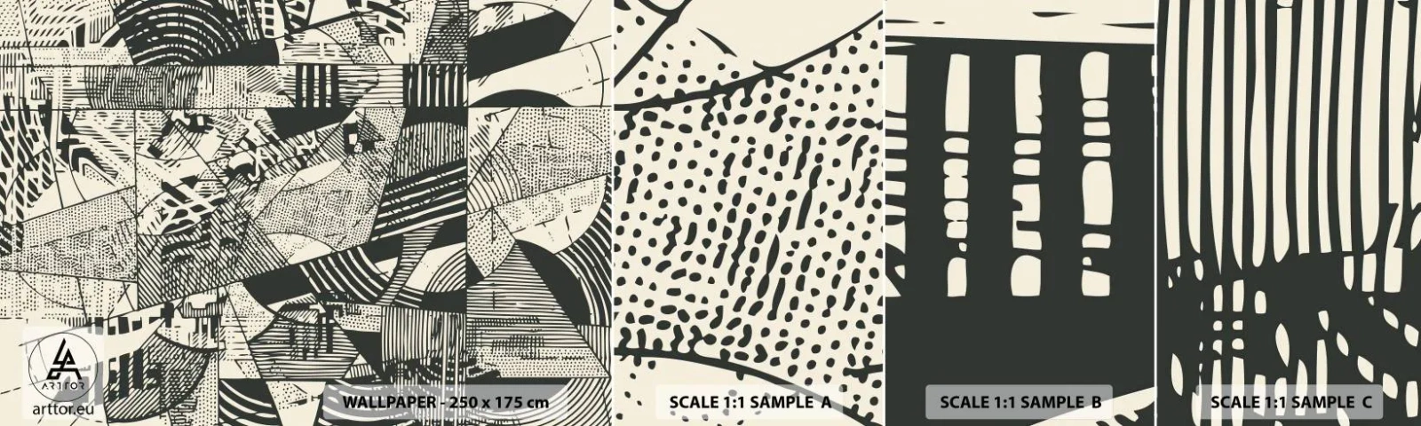 Échantillon De Papier Peint Standard Eco - Dynamique du modernisme - Abstraction, Ancien, Graphique - 100x30 cm
