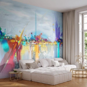 Papier Peint Photo Premium Canvas - Pont de joie sur le fleuve de la vie - Abstraction, Morceau, Surréalisme - 350x256 cm
