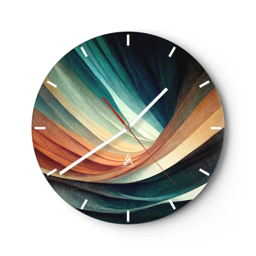 Horloge murale - Pendule murale - Des couches de couleurs ondulées créent une abstraction de tissu - 30x30cm - Tissé à partir de couleurs - Décoration murale moderne pour le salon, la cuisine et la chambre ARTTOR