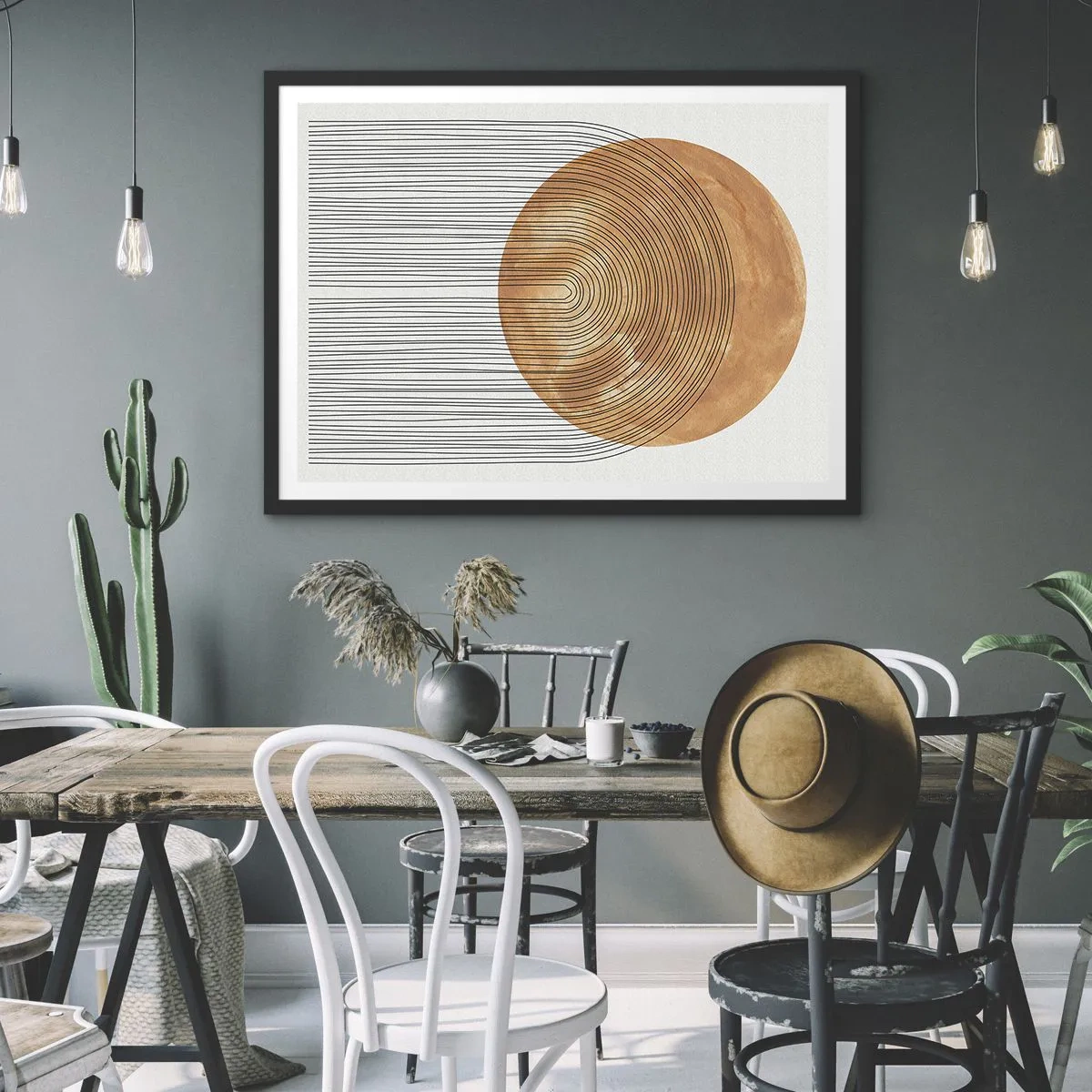 Affiche dans un cadre noir - Poster - Composition solaire - 91x61 cm