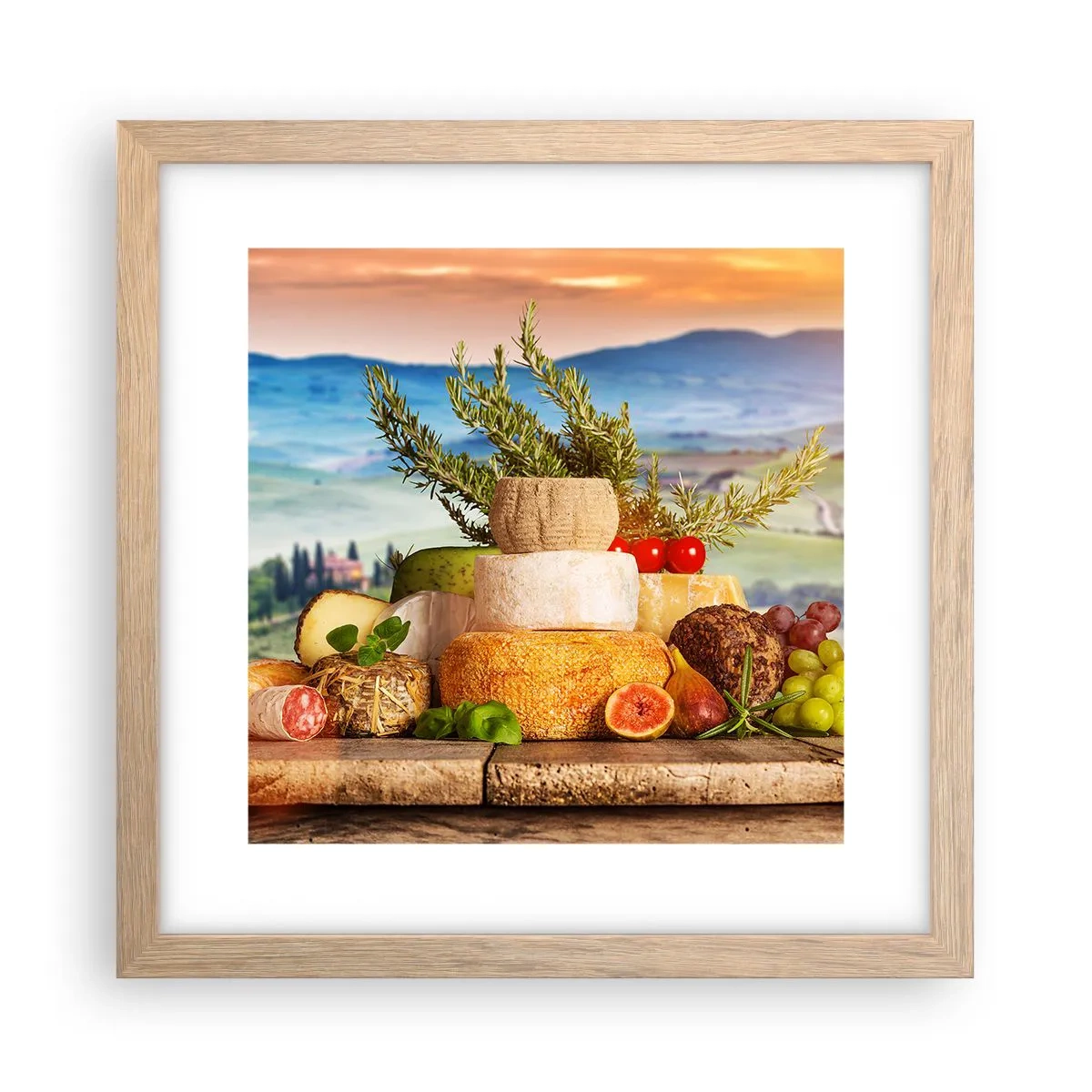 Affiche dans un chêne clair - Poster - La joie de vivre à l'italienne - 30x30 cm