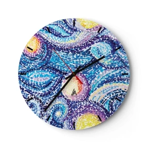 Horloge murale - Pendule murale - Paysage abstrait avec des motifs colorés tourbillonnants - 30x30cm - D'après un tableau de van Gogh - Décoration murale moderne pour le salon, la cuisine et la chambre ARTTOR