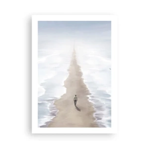 Affiche - Poster - Une silhouette marche seule le long d'un chemin parmi des eaux calmes. - 50x70cm - Un brillant avenir - Décoration murale moderne pour le salon et la chambre ARTTOR
