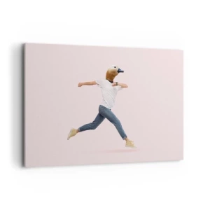 Impression sur toile - Image sur toile - Une figure surréaliste avec une tête de canard en mouvement - 120x80cm - Une pincée d'absurdité - Décoration murale moderne pour le salon et la chambre ARTTOR