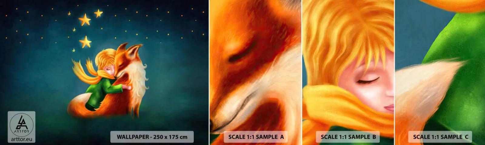 Échantillon De Papier Peint Standard Eco - Petit Prince - Pour les enfants, Renard, Garçon - 100x30 cm