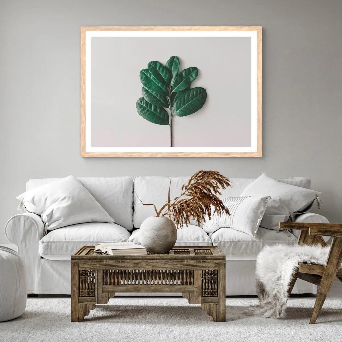 Affiche dans un chêne clair - Poster - Dessin de la nature elle-même - 70x50 cm