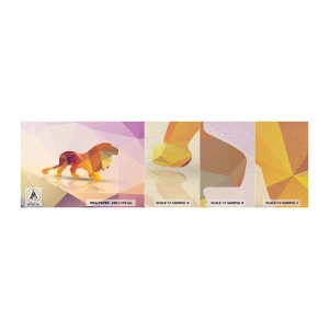 Échantillon de Papier Peint Premium Canvas - Le roi du diamant - Animaux, Lion, Figure géométrique - 100x30 cm