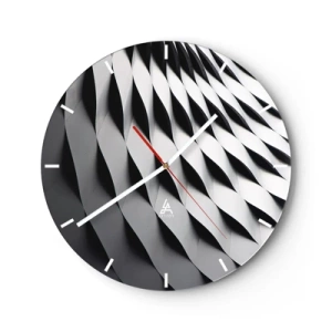 Horloge murale - Pendule murale - Motif de structure architecturale ondulée noir et blanc - 30x30cm - A la surface des vagues - Décoration murale moderne pour le salon, la cuisine et la chambre ARTTOR