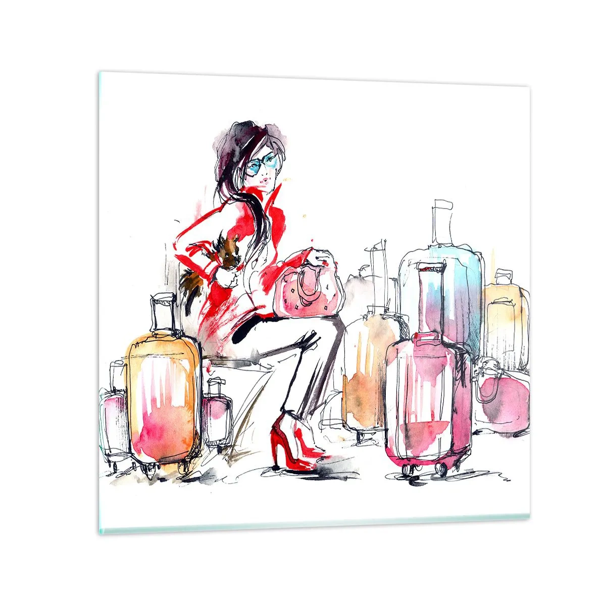 Impression sur verre - Image sur verre - Asseyons-nous avant le voyage - 60x60 cm